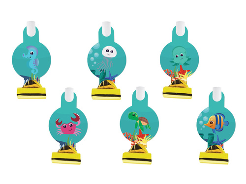 Trumpet Whistles Unrolled Underwater World - 6 pcs