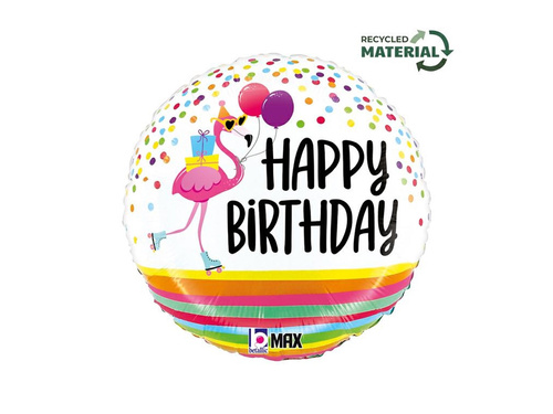 Balon foliowy Urodzinowy Flaming - 35 cm - 1 szt.