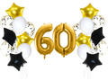 Zestaw balonów na sześćdziesiątkę złoto-czarny - 21 szt.