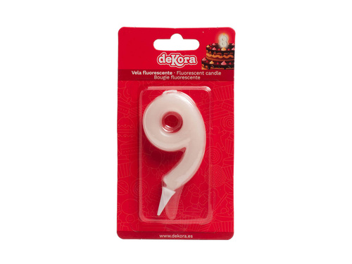 Numeral birthday candle "9" FLUOR - 1 pc