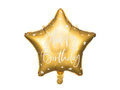 Balon foliowy gwiazda Happy Birthday złoty - 40 cm - 1 szt.