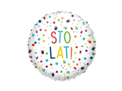 Balon foliowy Sto Lat! Konfetti - 46 cm - 1 szt.