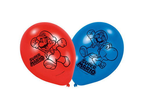 Balony urodzinowe Super Mario Bros - 23 cm - 6 szt