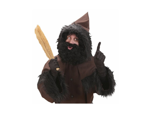 Czarna peruka Knecht Ruprecht z brodą