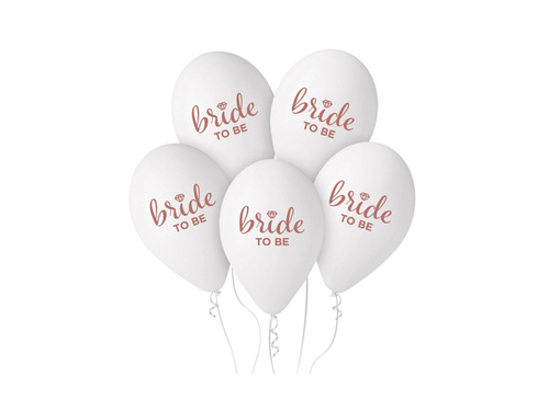 Balony lateksowe z nadrukiem Bride To Be - białe - 32 cm - 5 szt.