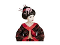 Peruka Geisha z kwiatami i pałeczkami