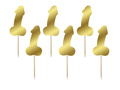 Gold penis picks for bachelorette party - 7 cm - 6 pcs.