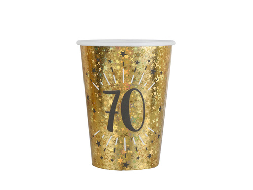 Kubeczki papierowe na siedemdziesiąte urodziny 70 Sparkling - 250 ml - 10 szt.