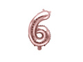 Foil balloon number 6 golden pink - 35 cm