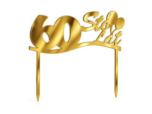 Gold mirrored plexiglass topper for 60th birthday cake