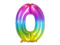 Balon foliowy cyfra 0 tęczowy - 86 cm - 1 szt.