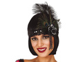 Black Headband Retro with feathers - 1 pc