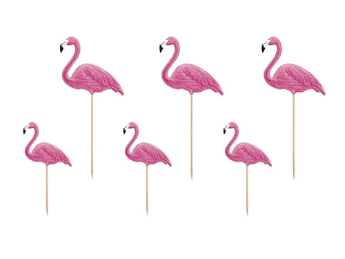 Cake and cupcake toppers Flamingos - 23 cm - 6 pcs.