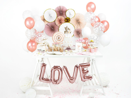 Foil balloon letter "V" pink and gold - 35 cm