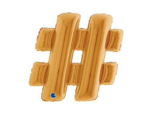 Balon foliowy znak specjalny # hashtag złoty - 40" - 1 szt.
