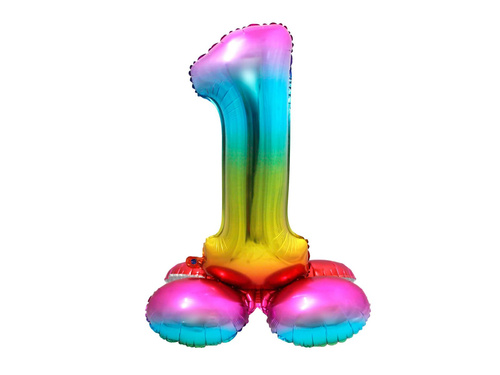 Number 1 Rainbow Standing Foil Balloon - 81 cm - 1 pc