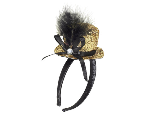 Mini glitter top hat with feather