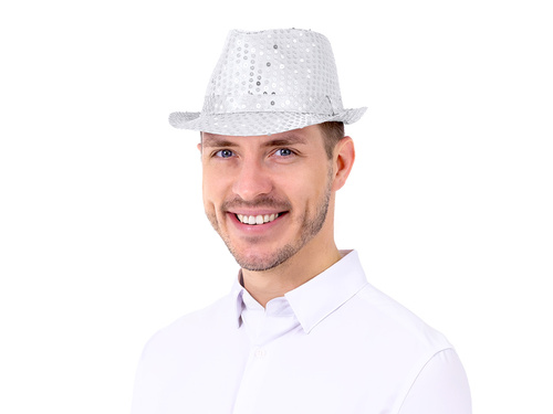 Kapelusz z cekinami srebrny - 1 szt.