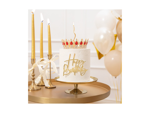 Korona na tort - 15 cm - złota z kryształkami - 1 szt.