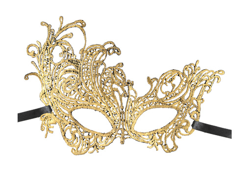 Maska karnawałowa koronkowa - złota - 1 szt.