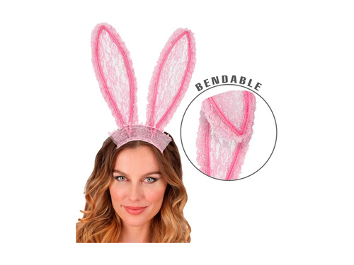 Różowe koronkowe uszy królika