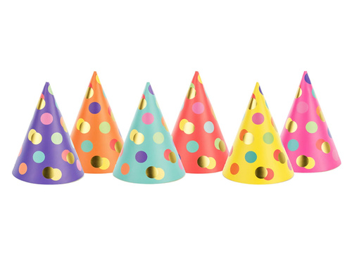 Birthday caps Dots - 6 pcs.
