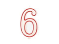 Number candle with red border six - "6"