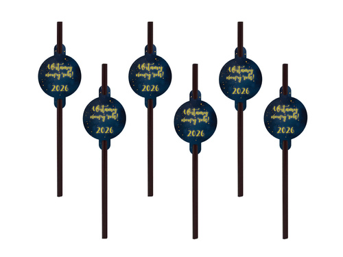 Black straws for New Year's Eve - 6 pcs.