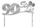 Topper z lustrzanej pleksi srebrny na tort 90 urodziny