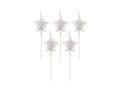 Silver star picker candles - 5 pcs.
