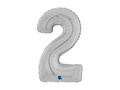 Balon foliowy cyfra 2 srebrny - 26" - 1 szt.