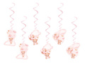 Hanging decoration pink Teddy bears with balloons - 6 pcs.