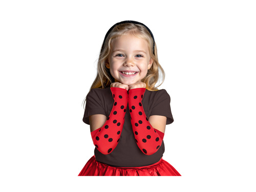 Rękawiczki biedronki bez palców - 30 cm