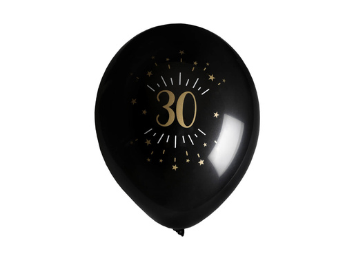 Printed black latex balloons 30 - 23 cm - 8 pcs.