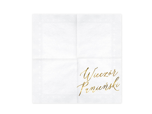 White napkins with gold inscription Ladies' Evening - 33 cm - 20 pcs.