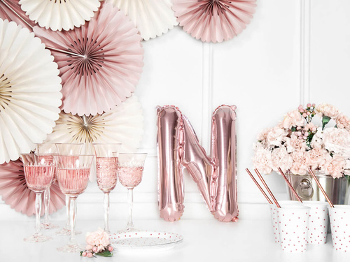 Foil balloon letter "N" pink and gold - 35 cm
