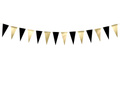 Banner garland of black and gold flags - 215 cm - 1 pcs.