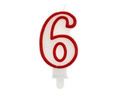 Number candle with red border six - "6"