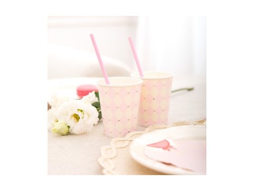 Kubeczki papierowe w romby - różowe - 220 ml - 6 szt.