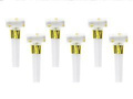 Trumpet whistles unrolled white with stars - 6 pcs