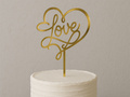 Gold mirrored plexiglass topper for Love cake - 15 cm