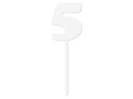 Topper z pleksi biały na tort cyfra 5 - 12 cm