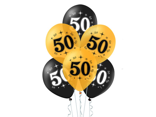 Printed latex balloons for fiftieth birthday - 30 cm - 10 pcs.