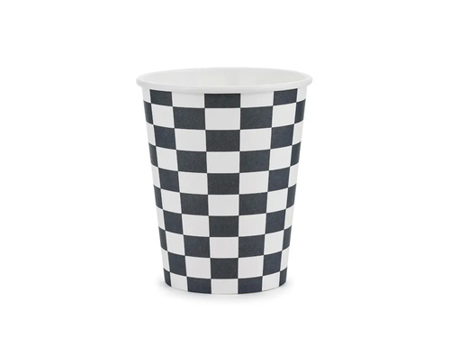 Kubeczki papierowe Szachownica Autka - 220 ml - 6 szt.