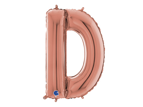 SuperShape Letter "D" Rose Gold Foil Balloon - 66 cm - 1 pc