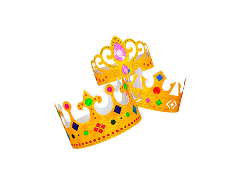 Zestaw 6 papierowych koron do malowania - 3 wzory - mix