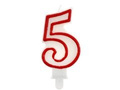 Number candle with red border five - "5"