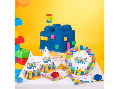 Birthday plates Blocks - 18 cm - 6 pcs.