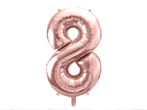 Foil balloon number 8 pink gold - 86 cm - 1 pc.