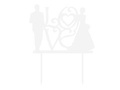Topper z pleksi biały na tort Love z Młodą Parą - 16,5 cm